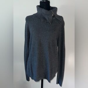 White House Black Market Grey Zippered Turtleneck, Longsleeve Women's Large